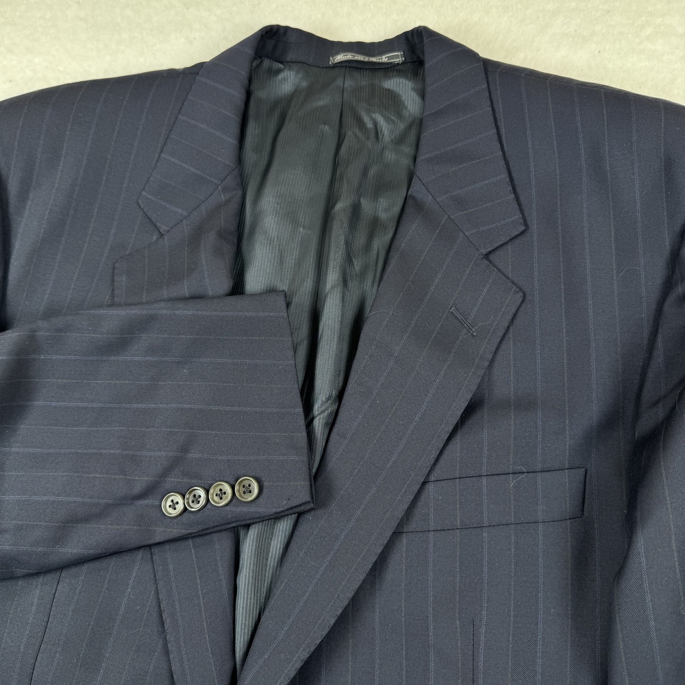 Corneliani Suit Jacket Mens Size 54R Blue Pinstripe Super 100s Wool Italy